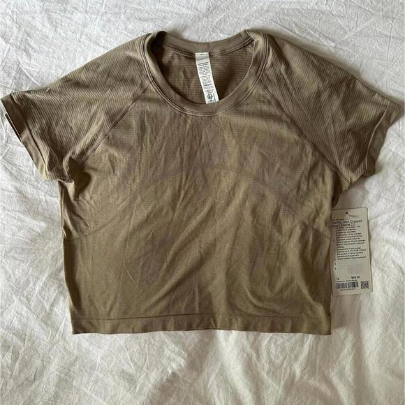 Lululemon Swiftly Tech Cropped Short-Sleeve Shirt 2.0  Sheer Oak Size 12 NWT - Picture 2 of 6